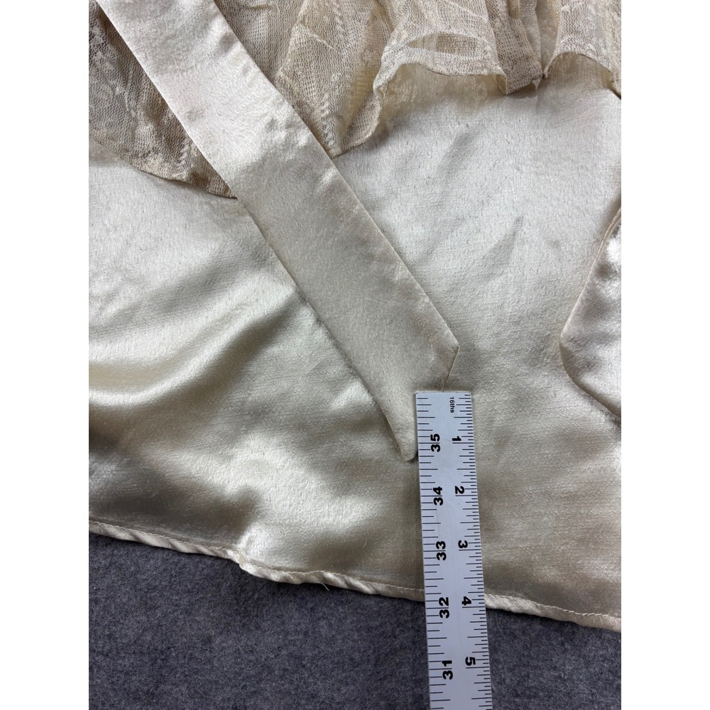 VTG Cream Lace Layered Dress Satin Waist Tie Womens S? Boho Fairy Angel Romantic - Picture 6 of 8